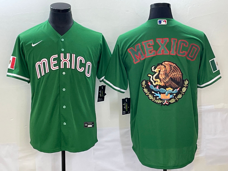Men's 2023 World Baseball Classic Mexico Green Replica Baseball Jersey1