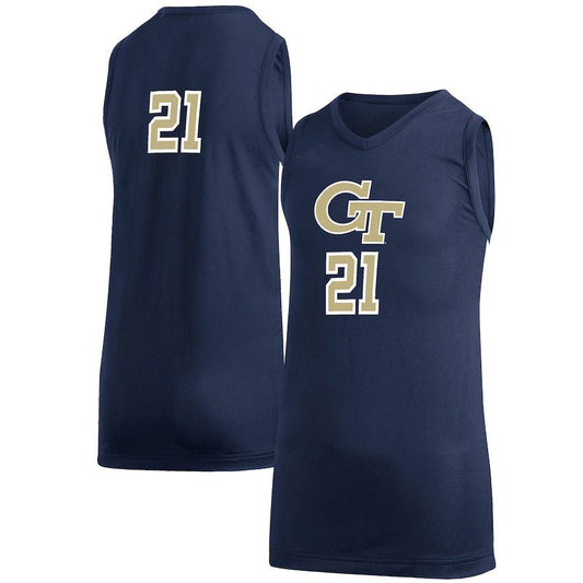 #21 GATech Yellow Jackets Game Jersey Basketball Jersey Navy Stitched American College Jerseys
