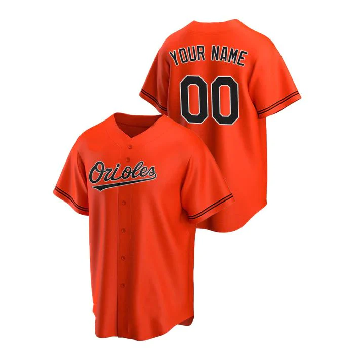 Men's Baltimore Orioles Orange Replica Custom Jersey1