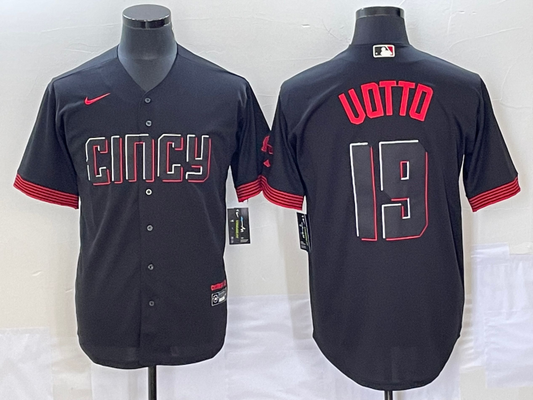 Men's Cincinnati Reds Joey Votto #19 Black 2023 City Connect Replica Player jersey