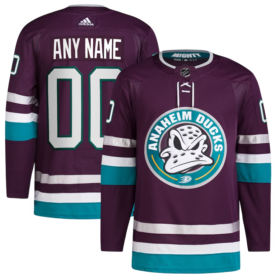 Men's Anaheim Ducks Purple 30th Anniversary Primegreen Authentic Custom Jersey1