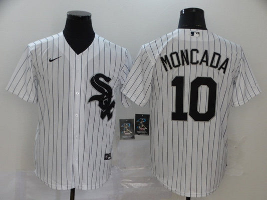 Men's Chicago White Sox Yoan Moncada #10 White Replica Baseball Jersey1
