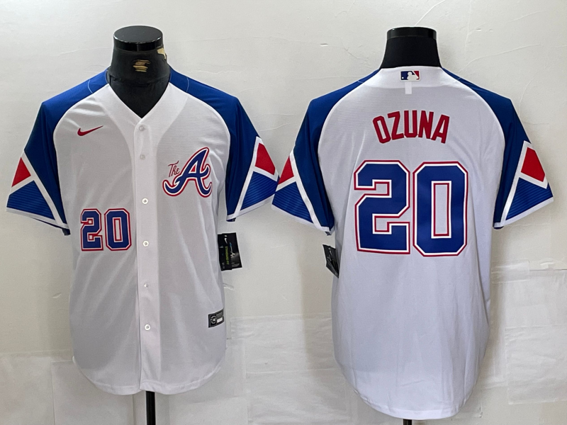 Men's Atlanta Braves Marcell Ozuna #20 White City Connect Limited Player Jersey1