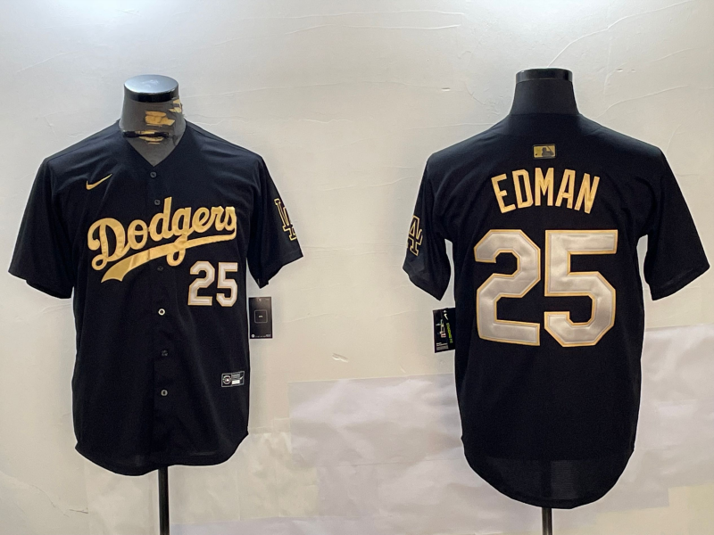 Men's Los Angeles Dodgers Tommy Edman #25 Black Game Player Jersey1