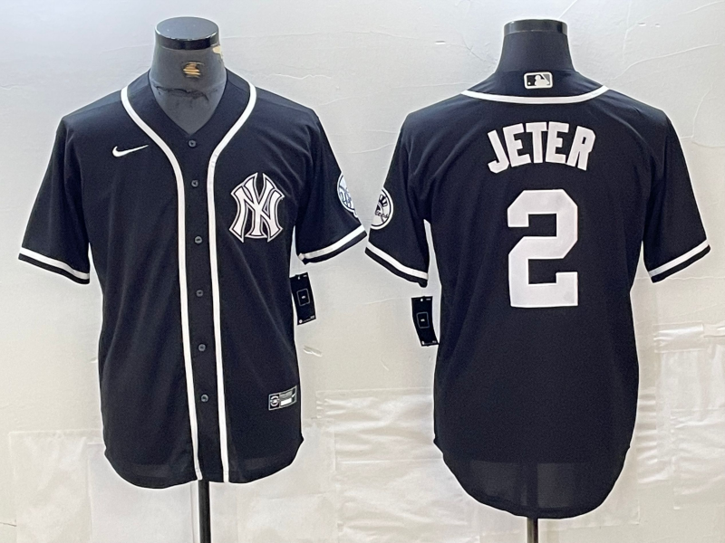 Men's New York Yankees Derek Jeter #2 Black Limited Jersey1