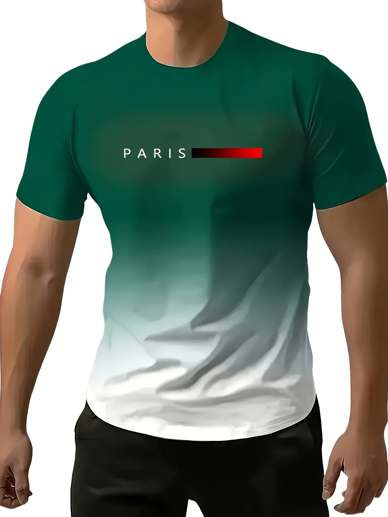 5pcs of large size Men's casual and fashionable 3D printed round neck T-shirts