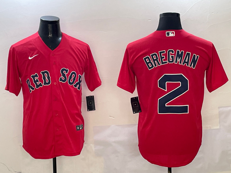 Men's Boston Red Sox Alex Bregman #2 Red Replica Player Jersey1