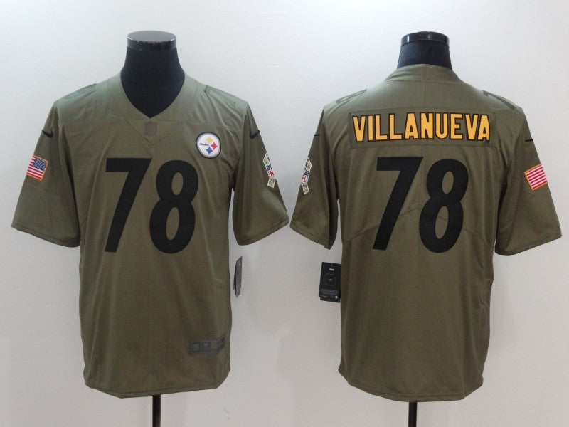 Men's Pittsburgh Steelers Alejandro Villanueva #78 Brown Player Game Jersey1