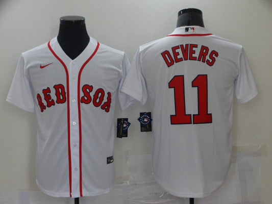 Men's Boston Red Sox Rafael Devers #11 White Replica Baseball Jersey1