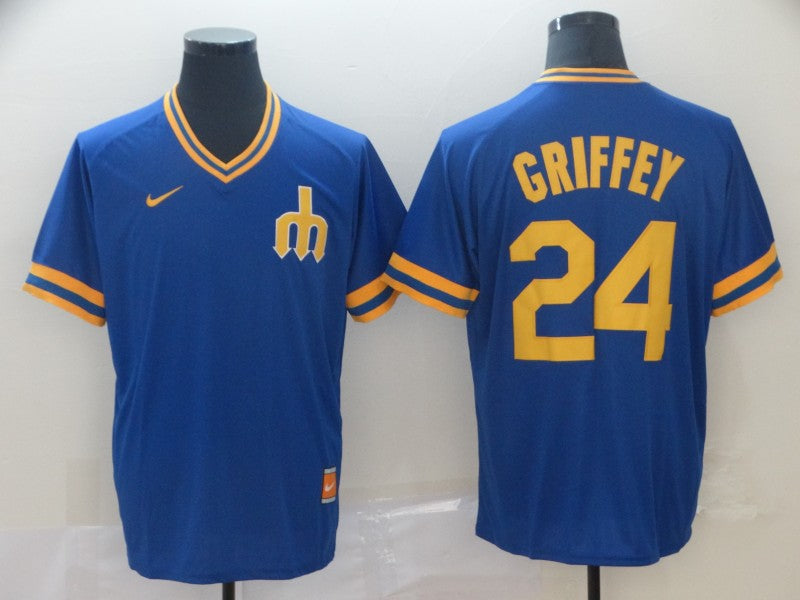 Men's Seattle Mariners Ken Griffey Jr. #24 Blue Replica Player Jersey1