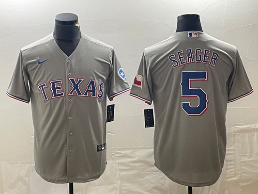 Men's Texas Rangers Corey Seager #5 Gray Replica Player Jersey1