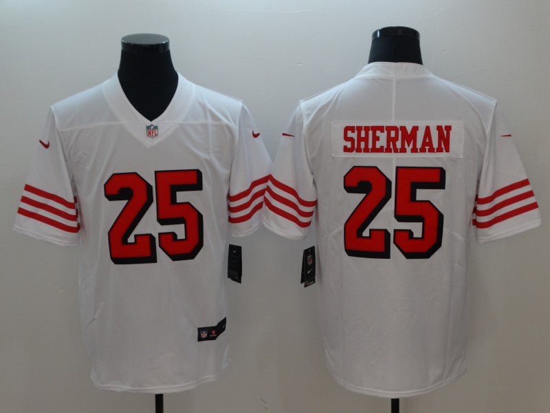 Men's San Francisco 49ers Richard Sherman #25 White Game Player Jersey1