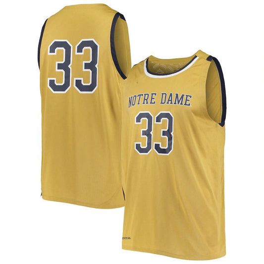 #33 N.Dame Fighting Irish Under Armour College Replica Basketball Jersey Gold Stitched American College Jerseys