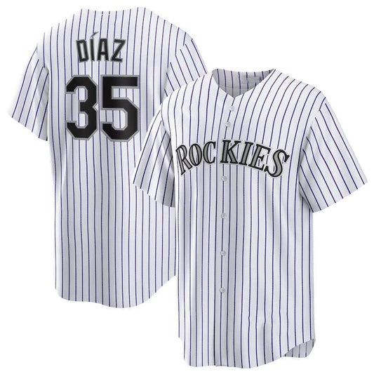 Colorado Rockies #35 Elias D¨aaz White Home Replica Player Name Jersey Baseball Jerseys
