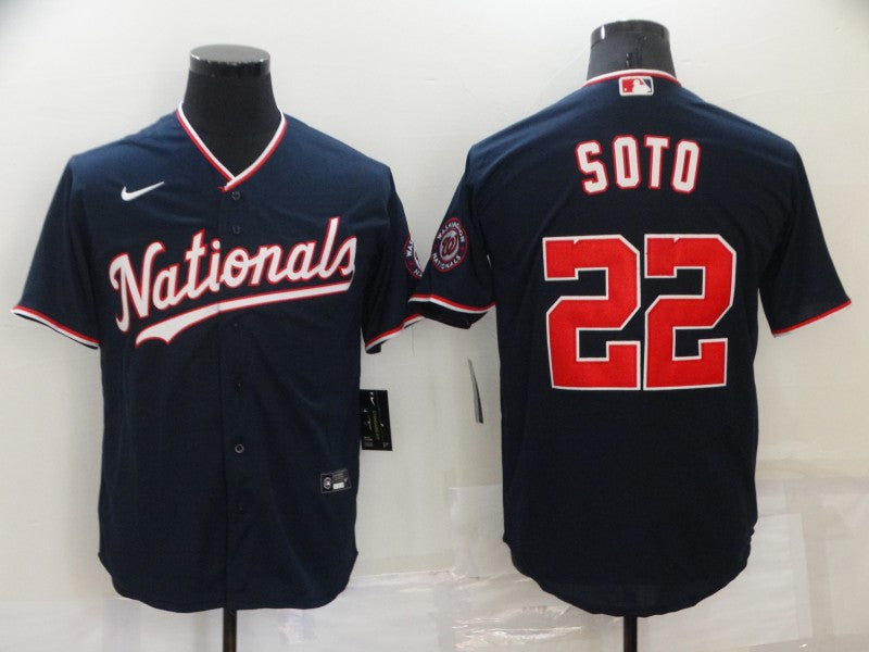 Men's Washington Nationals Juan Soto #22 Navy Replica Baseball Jersey1