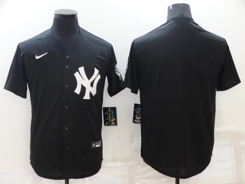 Men's New York Yankees Black Replica Blank Jersey1