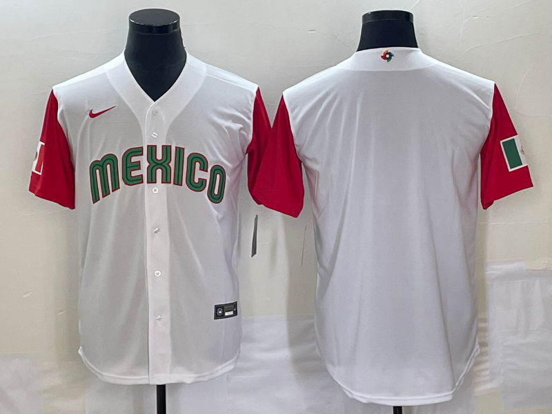 Men's 2023 World Baseball Classic Mexico White/Red Blank Jersey1