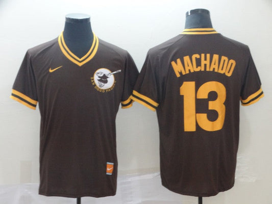 Men's San Diego Padres Manny Machado #13 Brown Stitched Jersey1