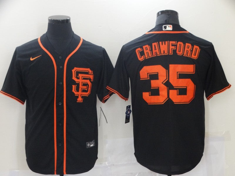 Men's San Francisco Giants Brandon Crawford #35 Black Stitched Jersey1