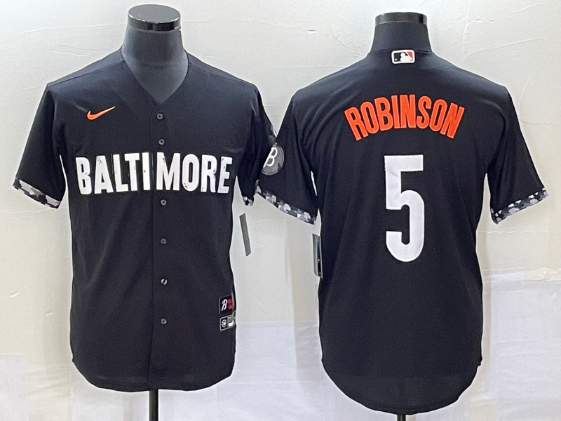 Men's Baltimore Orioles Brooks Robinson #5 Black 2023 City Connect Replica Player Jersey1