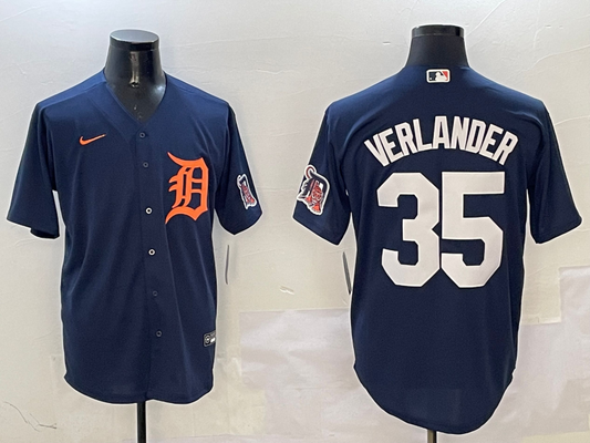 Men's Detroit Tigers Justin Verlander #35 Navy Limited Player Jersey1