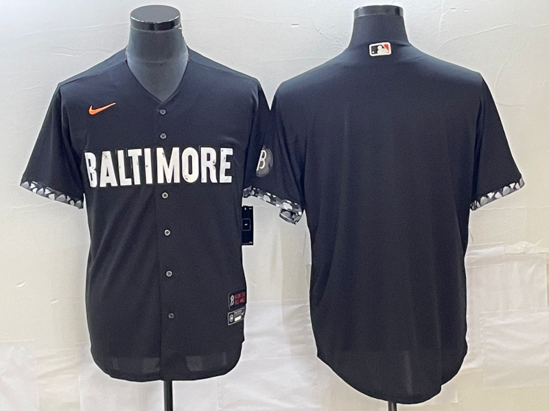 Men's Baltimore Orioles Black 2023 City Connect Replica Blank Jersey1