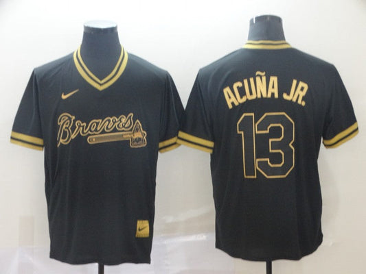 Men's Atlanta Braves Ronald Acuna Jr. #13 Black Replica Jersey1