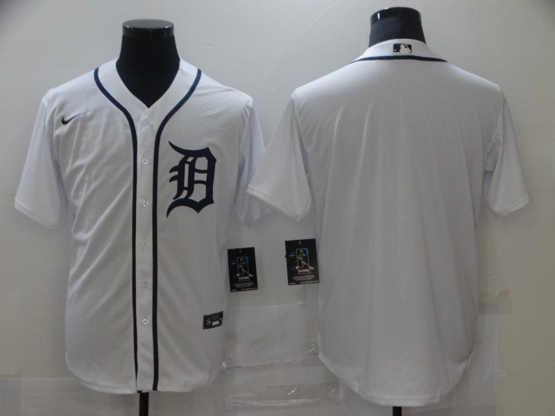 Men's Detroit Tigers White Home Blank Replica Jersey1