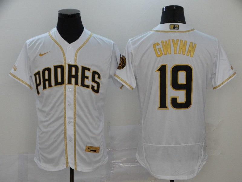 Men's San Diego Padres Tony Gwynn #19 MLB White Stitched Jersey1