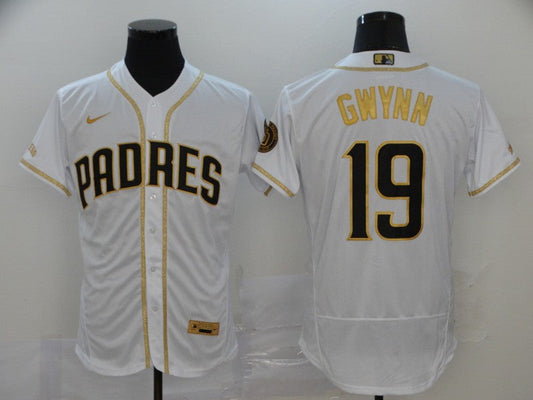 Men's San Diego Padres Tony Gwynn #19 MLB White Stitched Jersey1