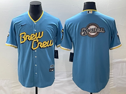 Men's Milwaukee Brewers Powder Blue 2022 City Connect Replica Team Jersey1