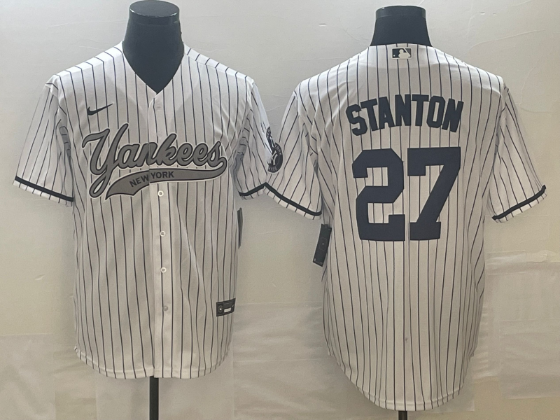 Men's New York Yankees Giancarlo Stanton #27 White Game Jersey1 Joint Edition