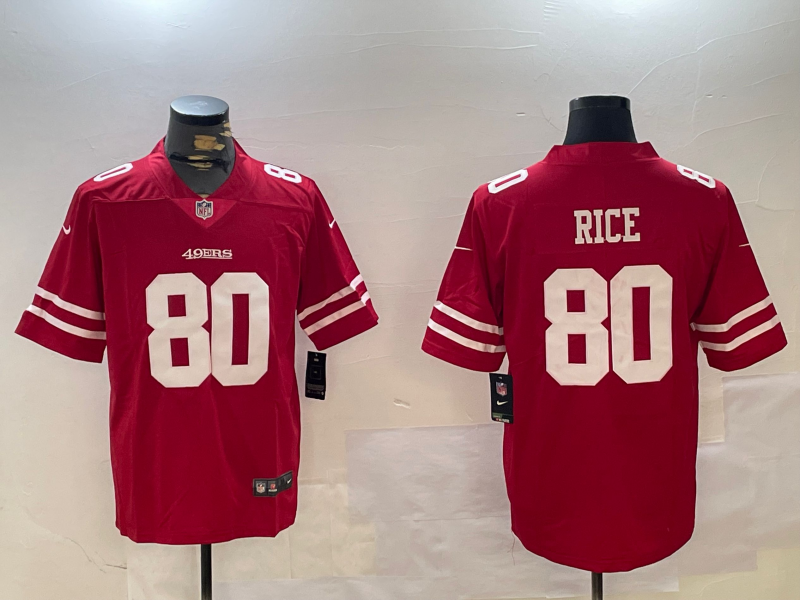 Men's San Francisco 49ers Jerry Rice #80 Red Game Player Jersey1