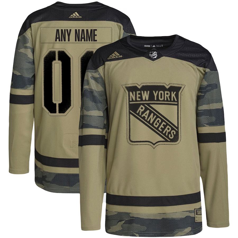 Men's New York Rangers adidas Camo Military Custom Player Jersey1