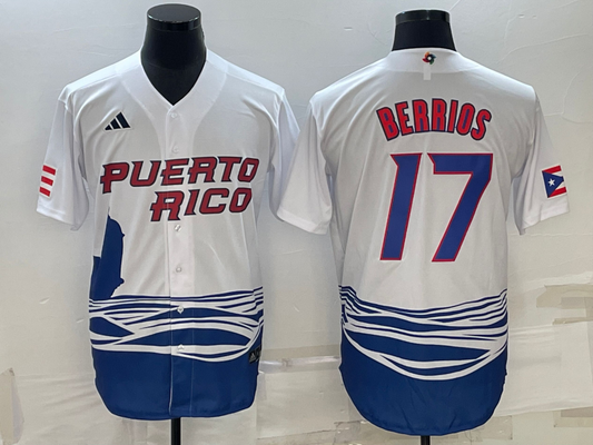 Men's 2023 World Baseball Classic #17 Jose Berrios Puerto Rico White jersey