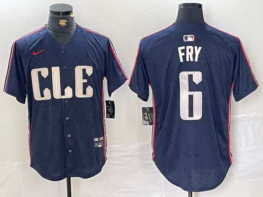 Men's Cleveland Guardians David Fry #6 Navy 2024 City Connect Limited Jersey1