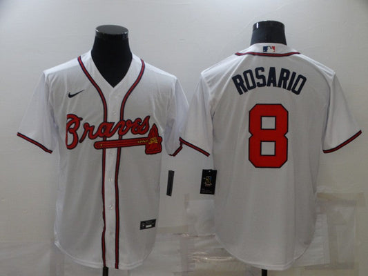 Men's Atlanta Braves Eddie Rosario #8 White Replica Jersey1