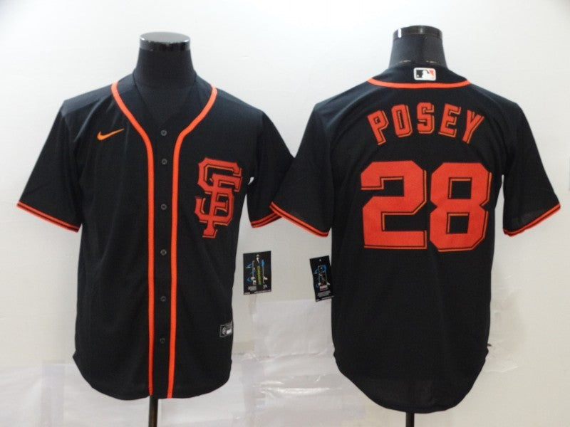 Men's San Francisco Giants Buster Posey #28 Black Replica Baseball Jersey1