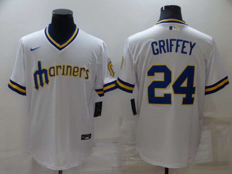 Men's Seattle Mariners Ken Griffey Jr. #24 White Replica Player Jersey1