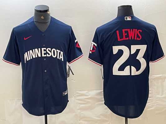 Men's Minnesota Twins Royce Lewis #23 Navy Alternate Replica Player Jersey1