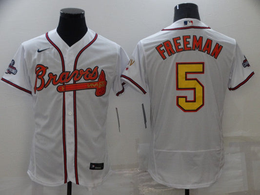 Men's Atlanta Braves Freedie Freeman #5 White Player Jersey1 Champion Edition