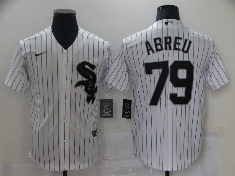 Men's Chicago White Sox Jose Abreu #79 White Replica Baseball Jersey1
