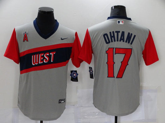 Men's Los Angeles Angels Shohei Ohtani #17 Gray Printed Player Jersey1