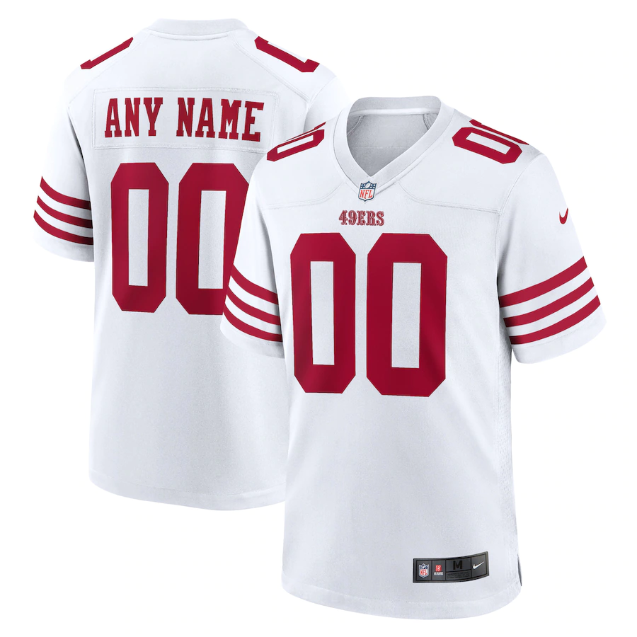 Custom San Francisco 49ers White Game Player Jersey1