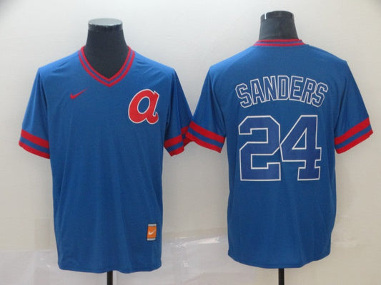 Men's Atlanta Braves Deion Sanders #24 Blue Replica Player Jersey1