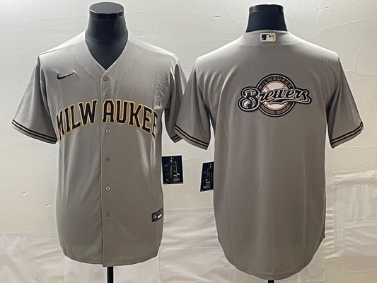 Men's Milwaukee Brewers Gray Replica Team Jersey1