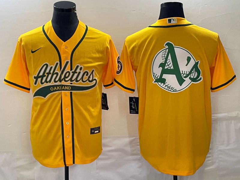 Men's Oakland Athletics Gold Replica Team Jersey1 Joint Edition