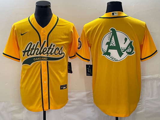 Men's Oakland Athletics Gold Replica Team Jersey1 Joint Edition