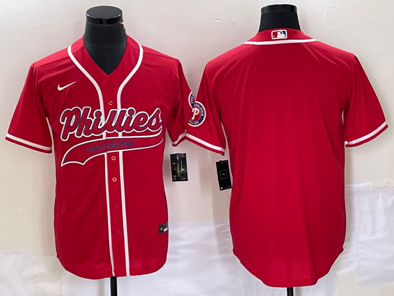 Men's Philadelphia Phillies Red Replica Blank Jersey1 Joint Edition