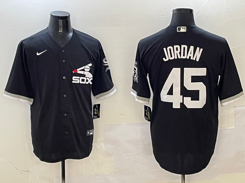 Men's Chicago White Sox Michael Jordan #45 Black Limited Player Jersey1